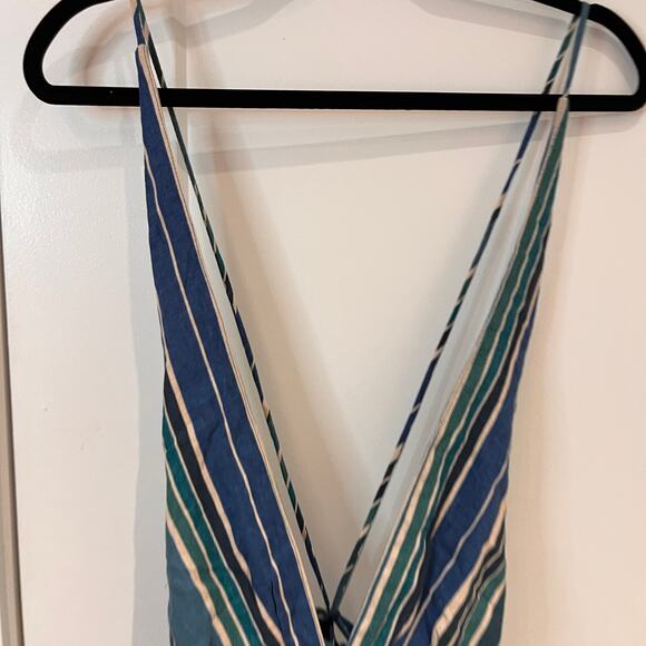 NWT Zara Linen Blend V-neck Sleeveless Striped Pattern Blouse Top Size Medium - Picture 4 of 7